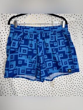 adidas Men's Blue Geometric Athletic Shorts
